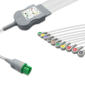 6016559 ECG Wires comp. w/ Spacelabs - 10-leads Press Stud (IEC)