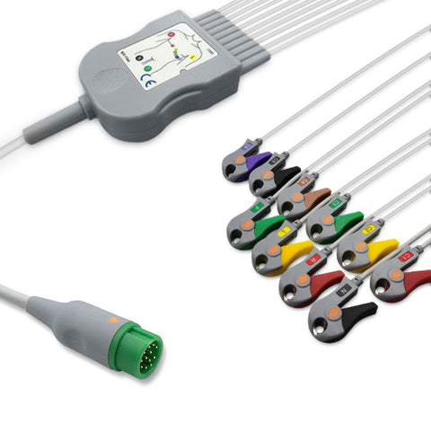 6016565 ECG Wires comp. w/ Mindray - 10-leads Pinch Clamp / Grabber (IEC)