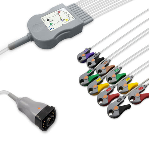 6016577 ECG Wires comp. w/ ZOLL - 10-leads Pinch Clamp / Grabber (IEC)