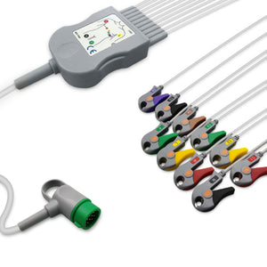 6016585 ECG Wires comp. w/ Medtronic - 10-leads Pinch Clamp / Grabber (IEC)