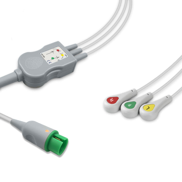 6016035 ECG Wires comp. w/ Spacelabs - 3-leads Press Stud (IEC)