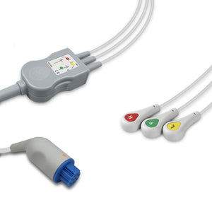 6016047 ECG Wires comp. w/ Artema - 3-leads Press Stud (IEC)