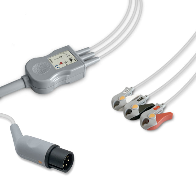 6016084 ECG Wires c/w Mindray-Datascope - 3-leads Pinch Clamp / Grabber (AHA)