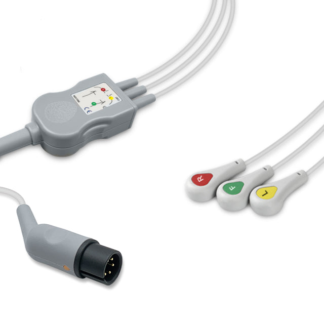 6016083 ECG Wires comp. w/ Mindray-Datascope - 3-leads Press Stud (IEC)