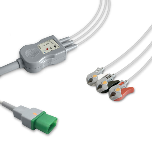 6016088 ECG Wires c/w Mindray-Datascope - 3-leads Pinch Clamp / Grabber (AHA)