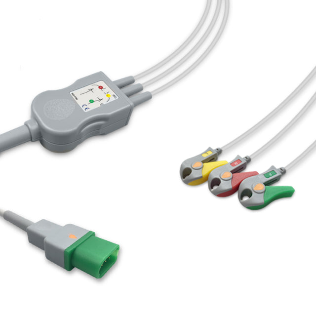 6016089 ECG Wires c/w Mindray-Datascope - 3-leads Pinch Clamp / Grabber (IEC)