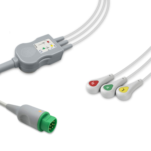 6016127 ECG Wires comp. w/ Siemens - 3-leads Press Stud (IEC)