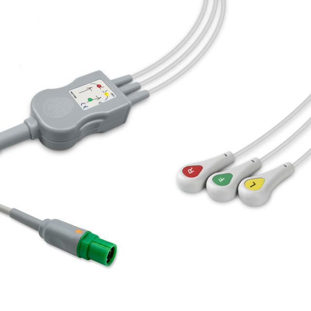 6016131 ECG Wires comp. w/ Draeger - 3-leads Press Stud (IEC)