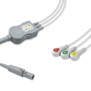 6016143 ECG Wires comp. w/ ron - 3-leads Press Stud (IEC)