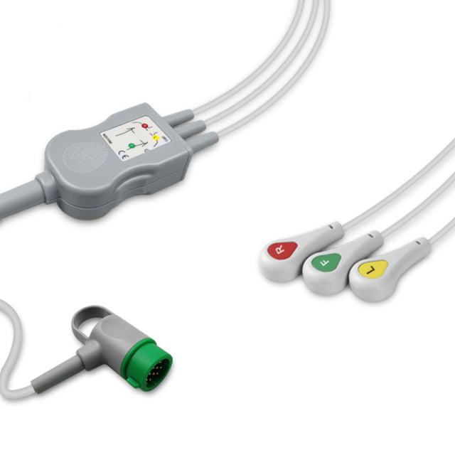 6016175 ECG Wires comp. w/ Medtronic - 3-leads Press Stud (IEC)