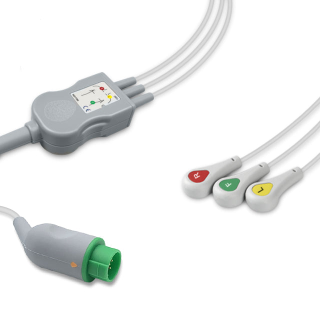 6016179 ECG Wires comp. w/ Schiller - 3-leads Press Stud (IEC)