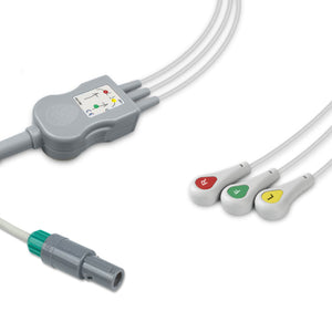 6016187 ECG Wires comp. w/ Creative - 3-leads Press Stud (IEC)