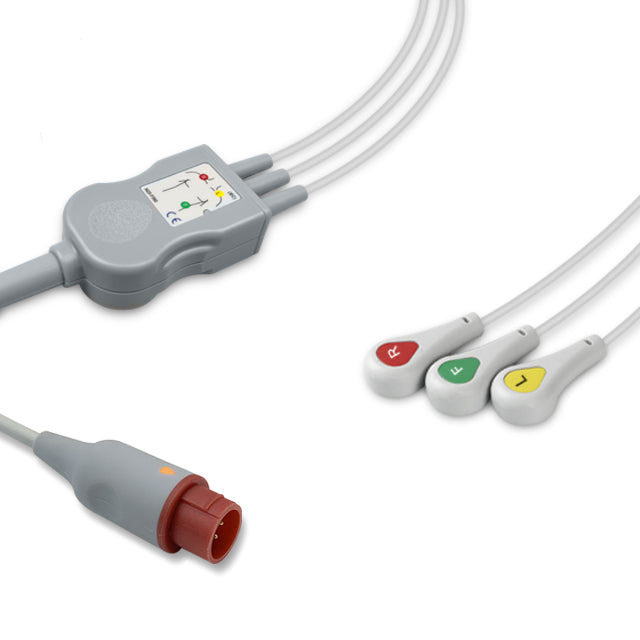 6016195 ECG Wires comp. w/ Bionet - 3-leads Press Stud (IEC)