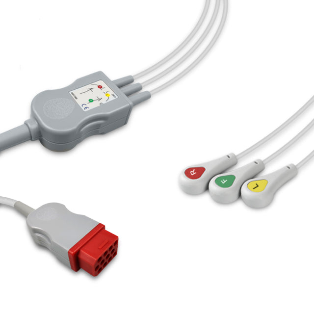 6016199 ECG Wires comp. w/ Bionet - 3-leads Press Stud (IEC)