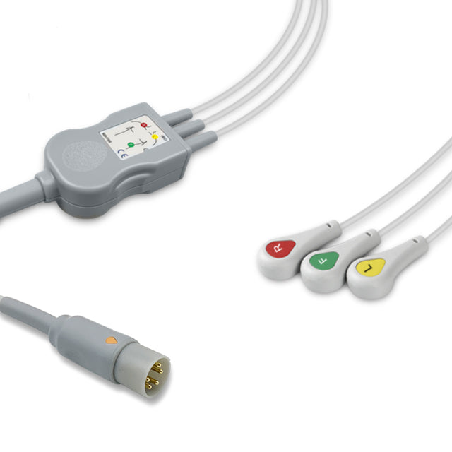 6016203 ECG Wires comp w/ CAS - 3-leads Press Stud (IEC)