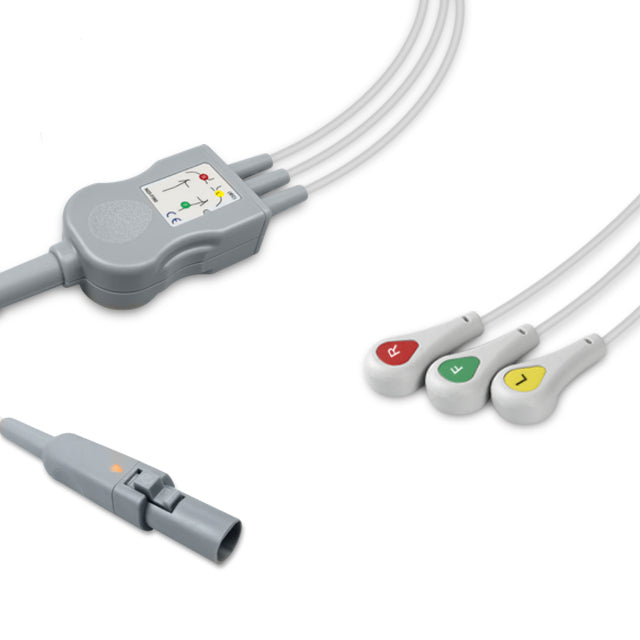 6016207 ECG Wires comp w/ CAS - 3-leads Press Stud (IEC)