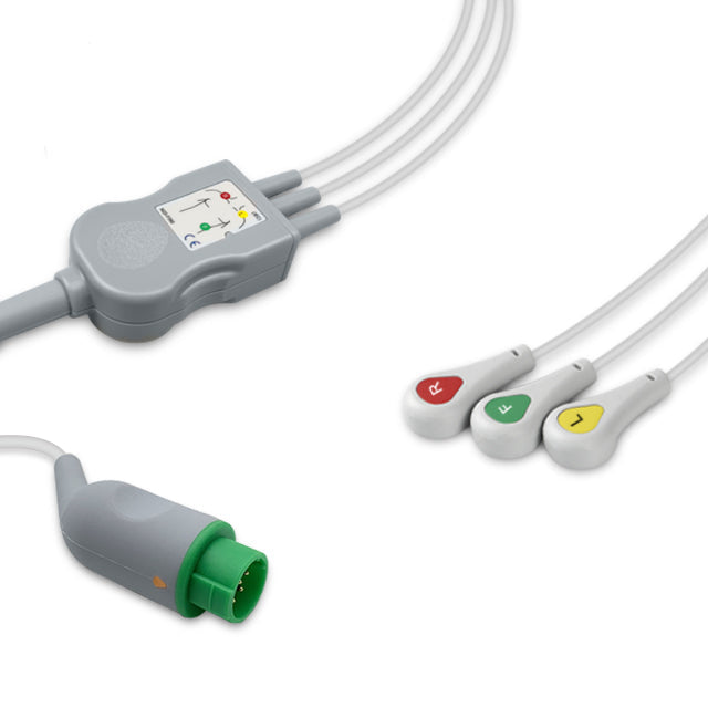 6016223 ECG Wires comp. w/ Mennen - 3-leads Press Stud (IEC)