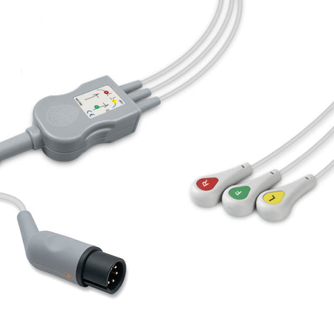 6016239 ECG Wires comp. w/ Comen - 3-leads Press Stud (IEC)