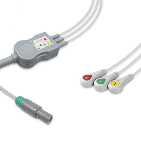 6016251 ECG Wires comp. w/ SonoScape - 3-leads Press Stud (IEC)