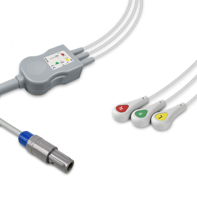 6016259 ECG Wires comp. w/ CHAMCARE - 3-leads Press Stud (IEC)