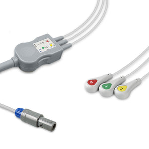 6016275 ECG Wires comp. w/ Siemens CT - 3-leads Press Stud (IEC)