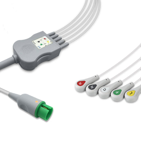 6016359 ECG Wires comp. w/ Spacelabs - 5-leads Press Stud (IEC)