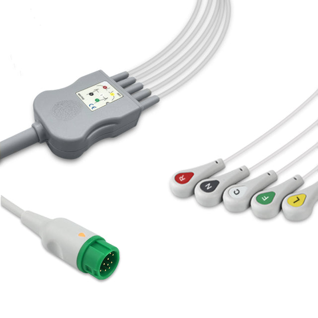 6016395 ECG Wires comp. w/ Mindray - 5-leads Press Stud (IEC)