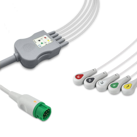 6016391 ECG Wires comp. w/ Mindray - 5-leads Press Stud (IEC)