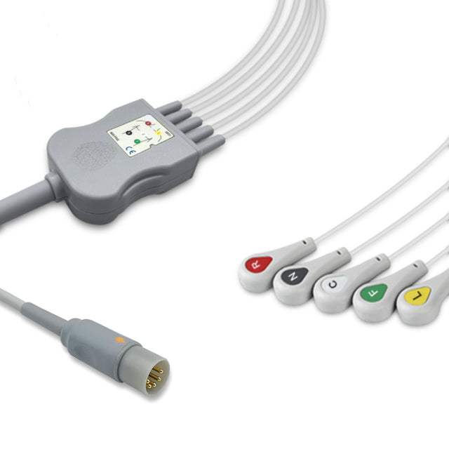 6016523 ECG Wires comp. w/ ECAFIX - 5-leads Press Stud (IEC)