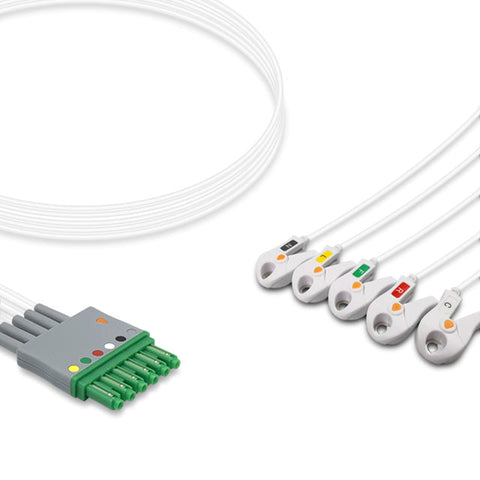 6017800 Disp. ECG Wires - DG-Type 5-leads - Pinch Clamp / Grabber (IEC) - 816