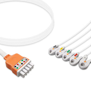 6017762 Disp. ECG Wires - MQ-Type 5-leads - Pinch Clamp / Grabber (IEC)