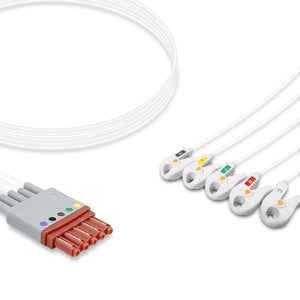 6017820 Disp. ECG Wires - PH-Type-Chest lds 5-lds- Pinch Clamp / Grabber (IEC) - 805