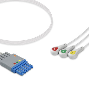 6017318 ECG Wires CSI-Type 3-leads - Press Stud (IEC) - 804