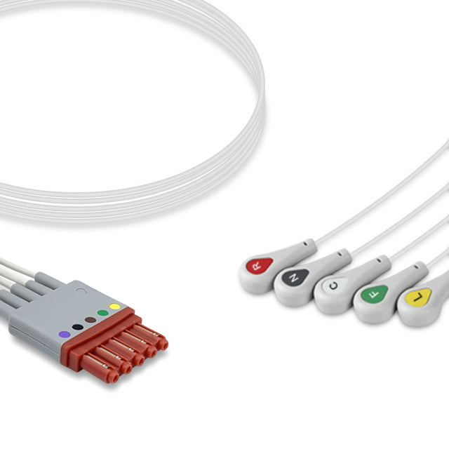 6017380 ECG Wires PH Type-Chest leads 5-leads - Press Stud (IEC) - 805