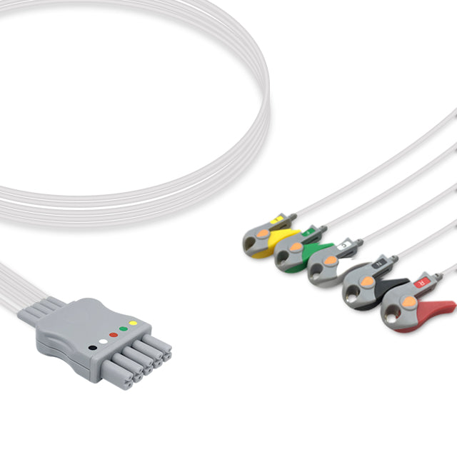 6017402 ECG Wires SM-Type 5-leads - Pinch Clamp / Grabber (IEC) - 813