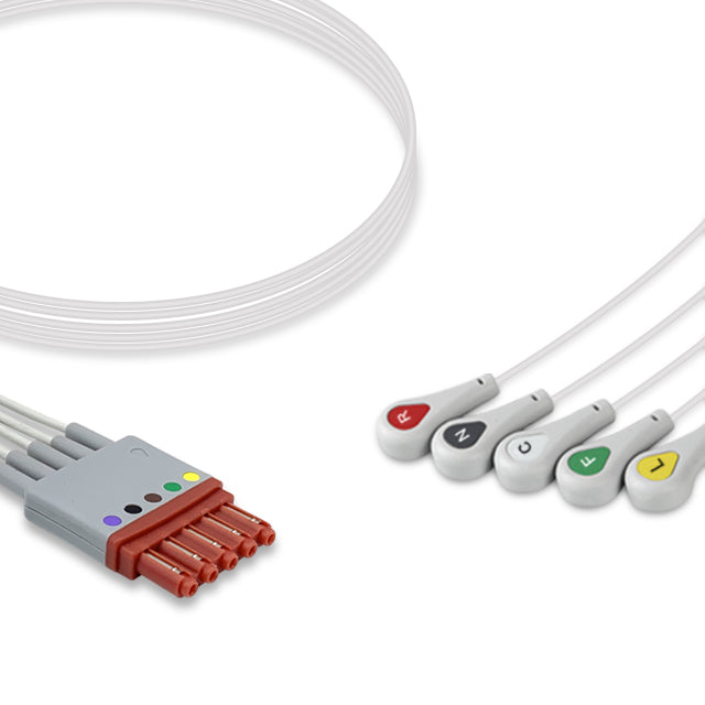 6017480 ECG Wires SMCT-Type-Chest lds 5-lds - Press Stud (IEC) - 805